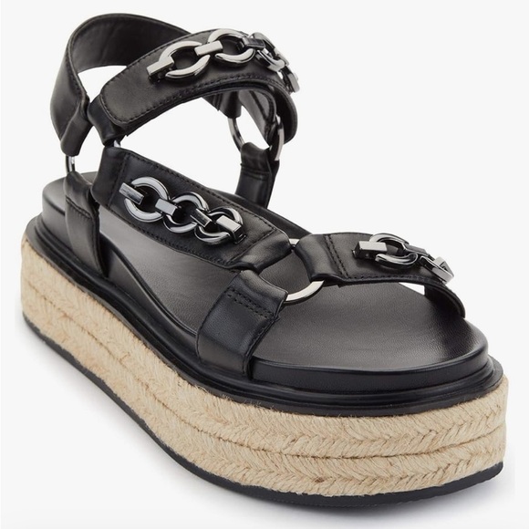 KARL LAGERFELD PARIS TEVA CHUNKY ESPADRILLE PLATFORM CHAIN LINK SANDALS SIZE 7.5 - Picture 1 of 9